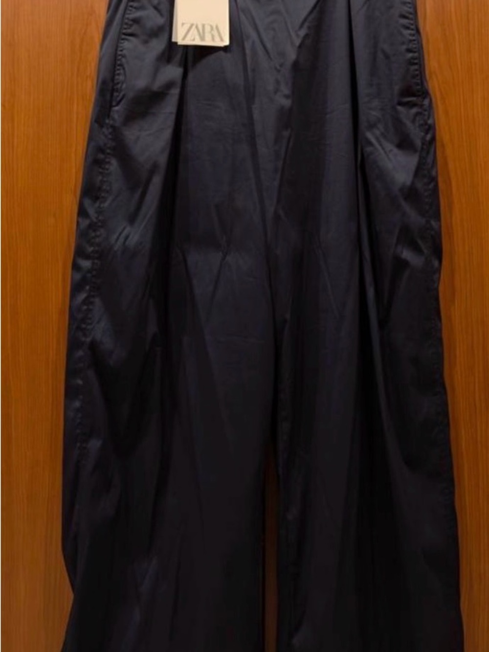 ZARA Men's Dark Navy Wide-Leg Trousers